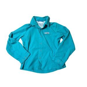 COLUMBIA SPORTSWEAR Kids/Girls PFG long sleeve shirt; Green/Teal, size XS(6- 6X)